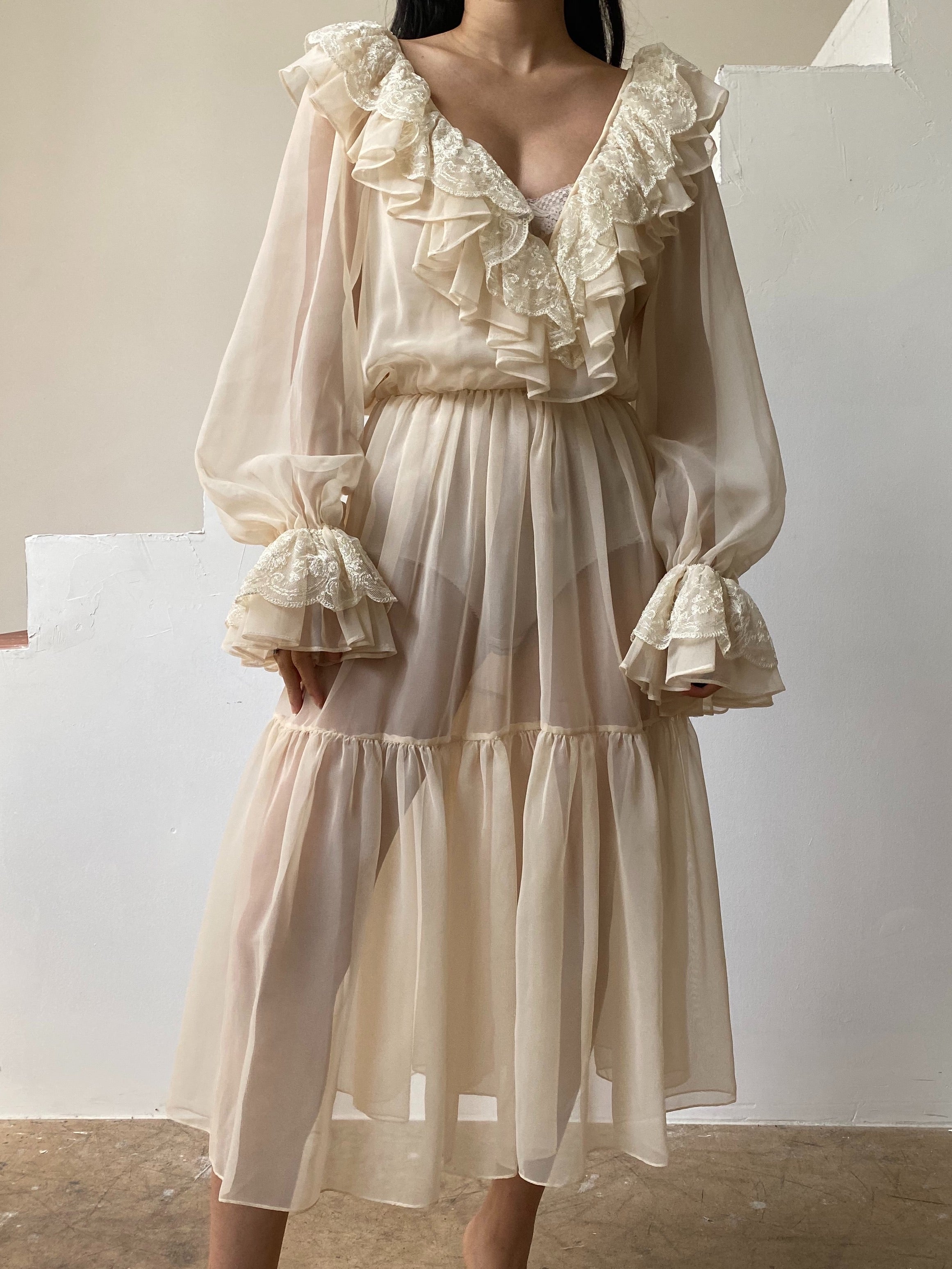 Vintage Chiffon Ruffle Dress - M/L | G ...